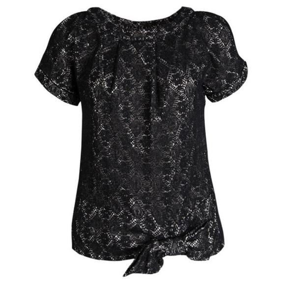 Marc by Marc Jacobs Black Metallic Medallion Lace Bow Detail Top XS - Picture 1 of 6